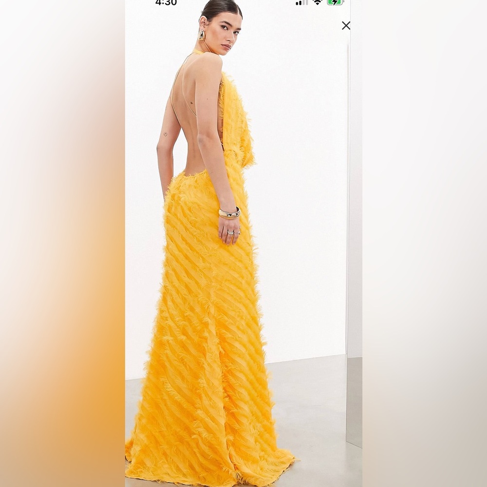 ASOS cowl neck backless dress in orange